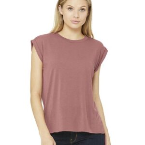 BELLA + CANVAS - Women’s Flowy Rolled Cuffs Muscle Tee - 8804
